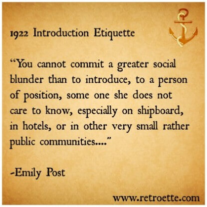 Introduction Advise from Emily Post39;s First Etiquette Book
